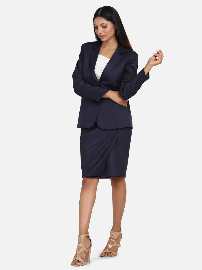 Formal Women's Professional Skirt Suit - Navy Blue