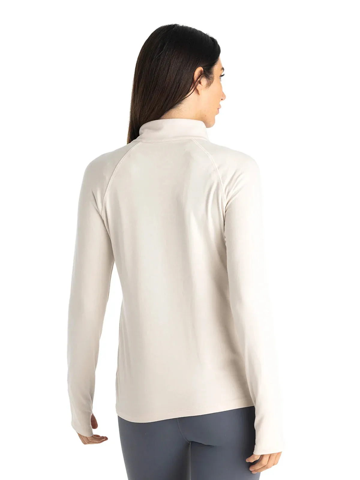 Free Fly Women's Bamboo Flex Quarter Zip in Stone