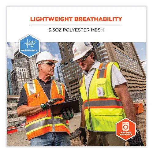 Glowear 8246z Class 2 Two-tone Mesh Reflective Binding Zipper Vest, Polyester, 4x-large/5xl, Lime, Ships In 1-3 Business Days