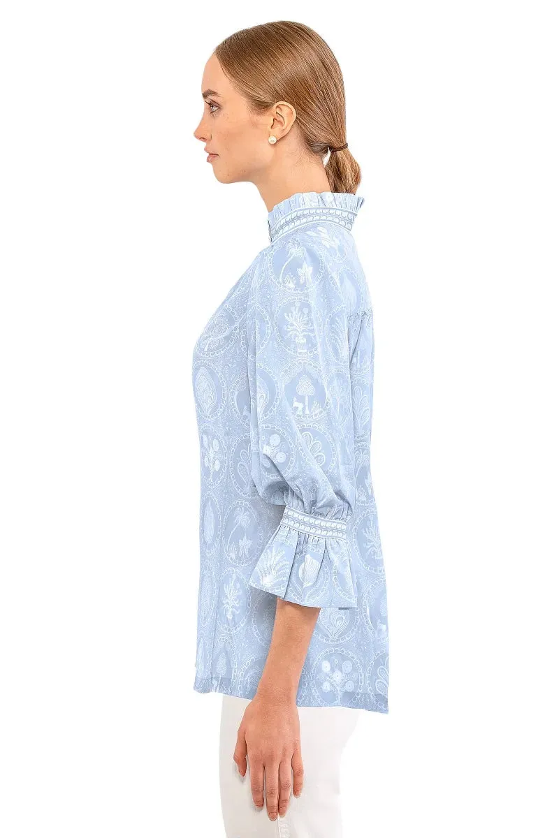 Gretchen Scott | Ruffleneck Tunic | Women's | Circle of Love Periwinkle