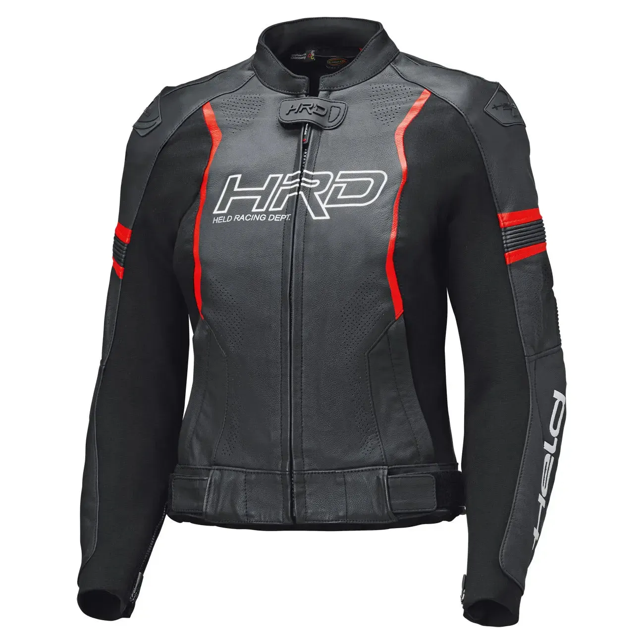 Held Street Rocket 4 Top Ladies Leather Jacket Black / Neon Red