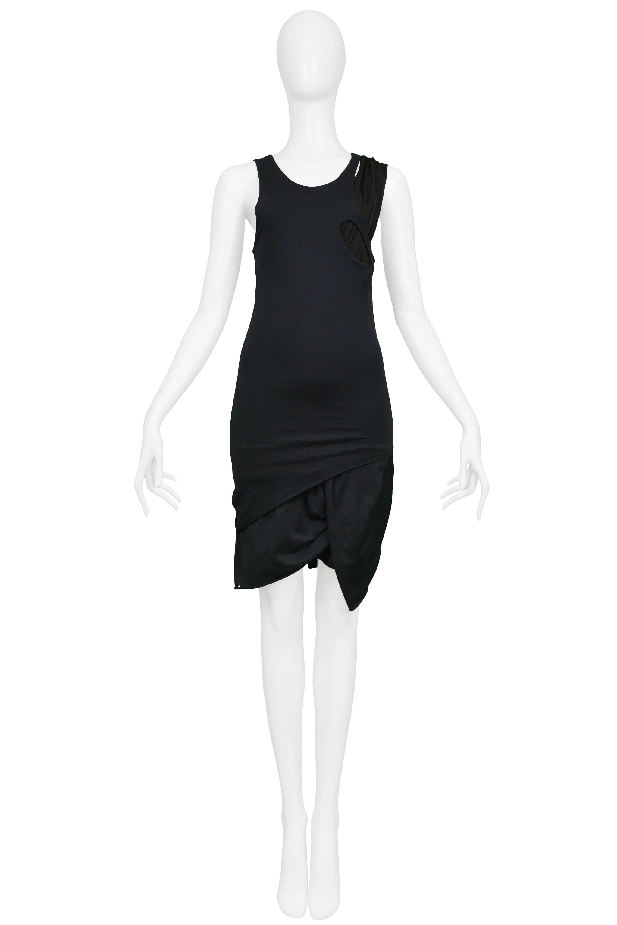 HELMUT LANG BLACK DECONSTRUCTED CONCEPT TANK DRESS