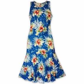 Hibiscus Isles Blue Lehua Hawaiian Dress