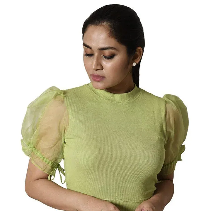 Hosiery Blouses with Puffy Organza Sleeves