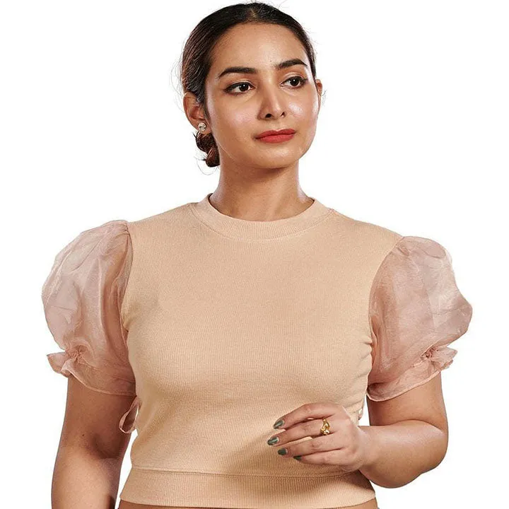 Hosiery Blouses with Puffy Organza Sleeves