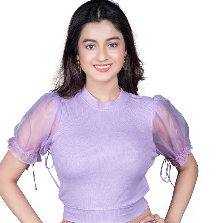 Hosiery Blouses with Puffy Organza Sleeves