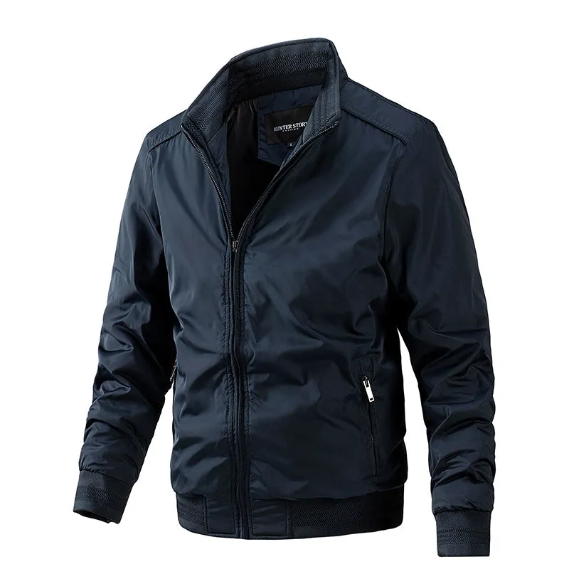 Jacket men's solid color plus size men's coat, lapel jacket men's autumn and winter cotton jacket