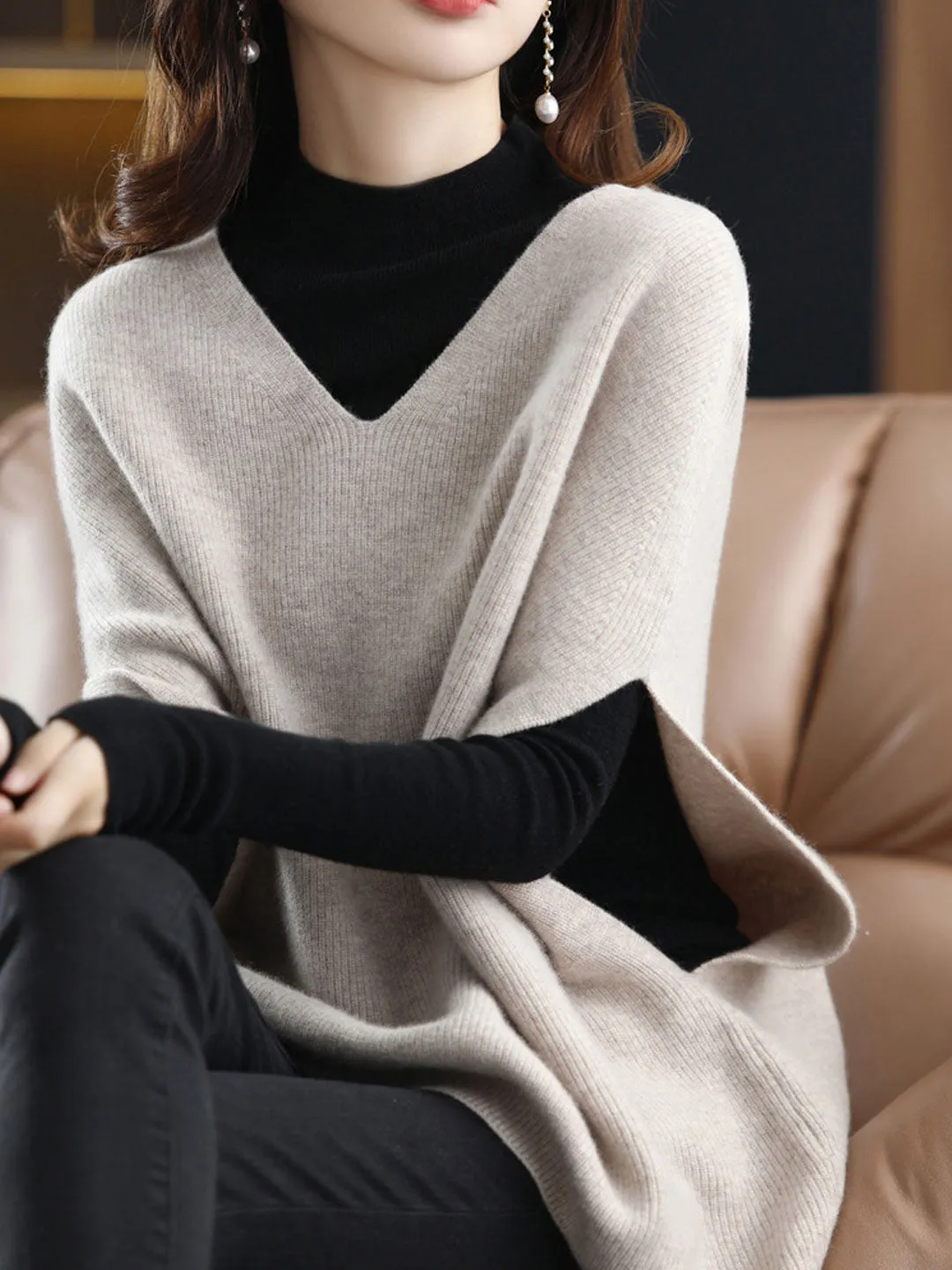 Jessica Casual V-Neck Solid Color Knitted Vest