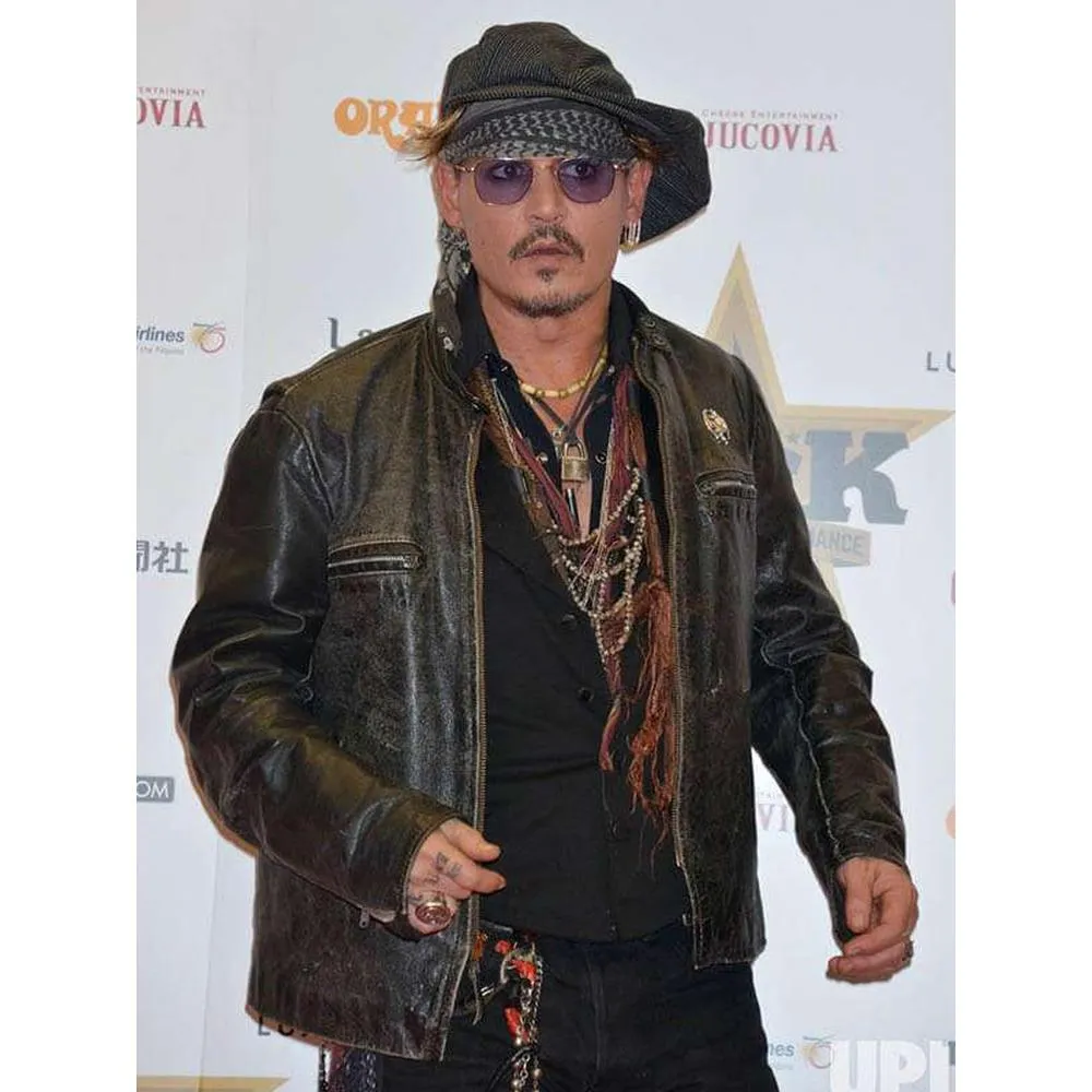 Johnny Depp Distressed Leather Jacket