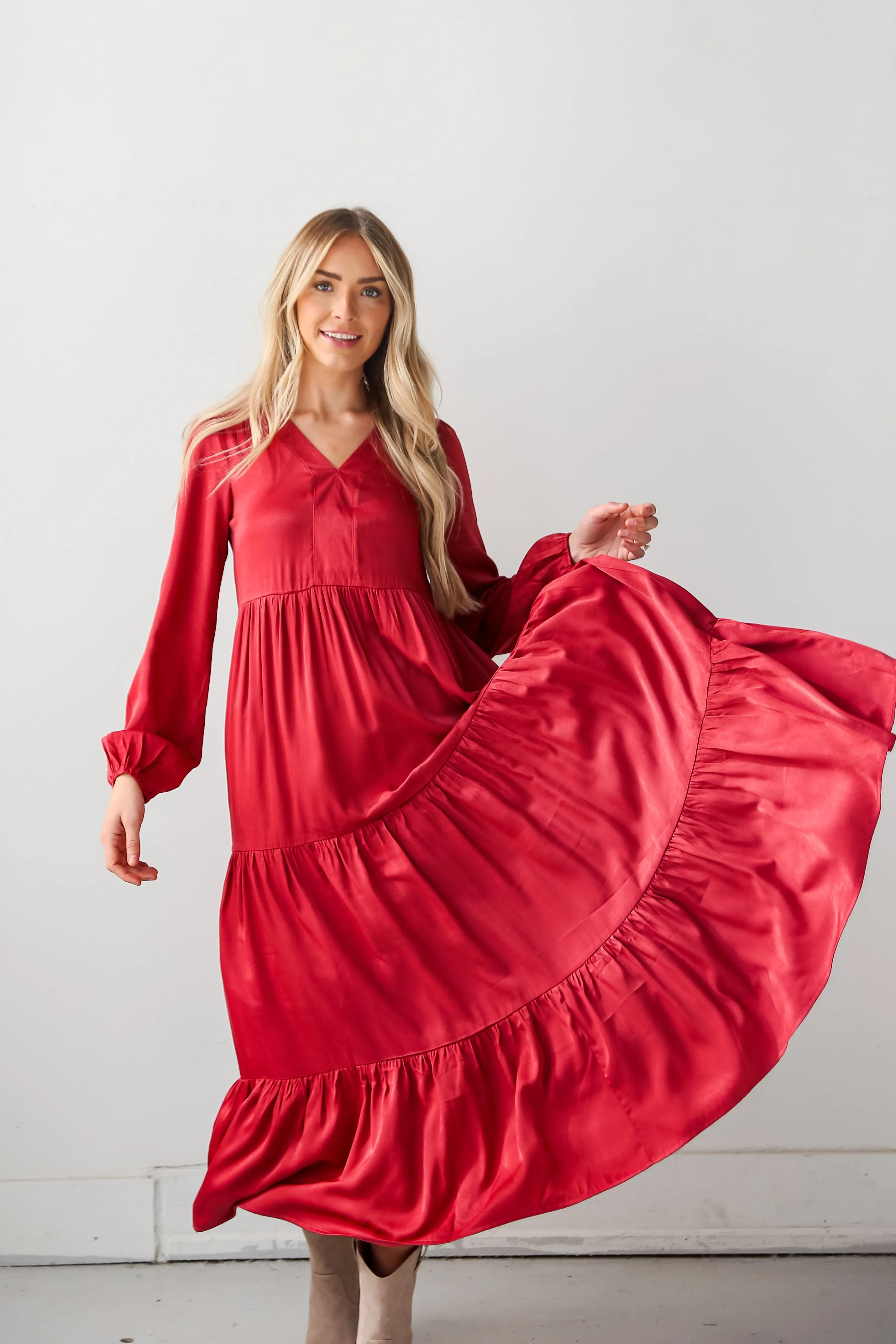 Keep Things Stylish Marsala Tiered Maxi Dress