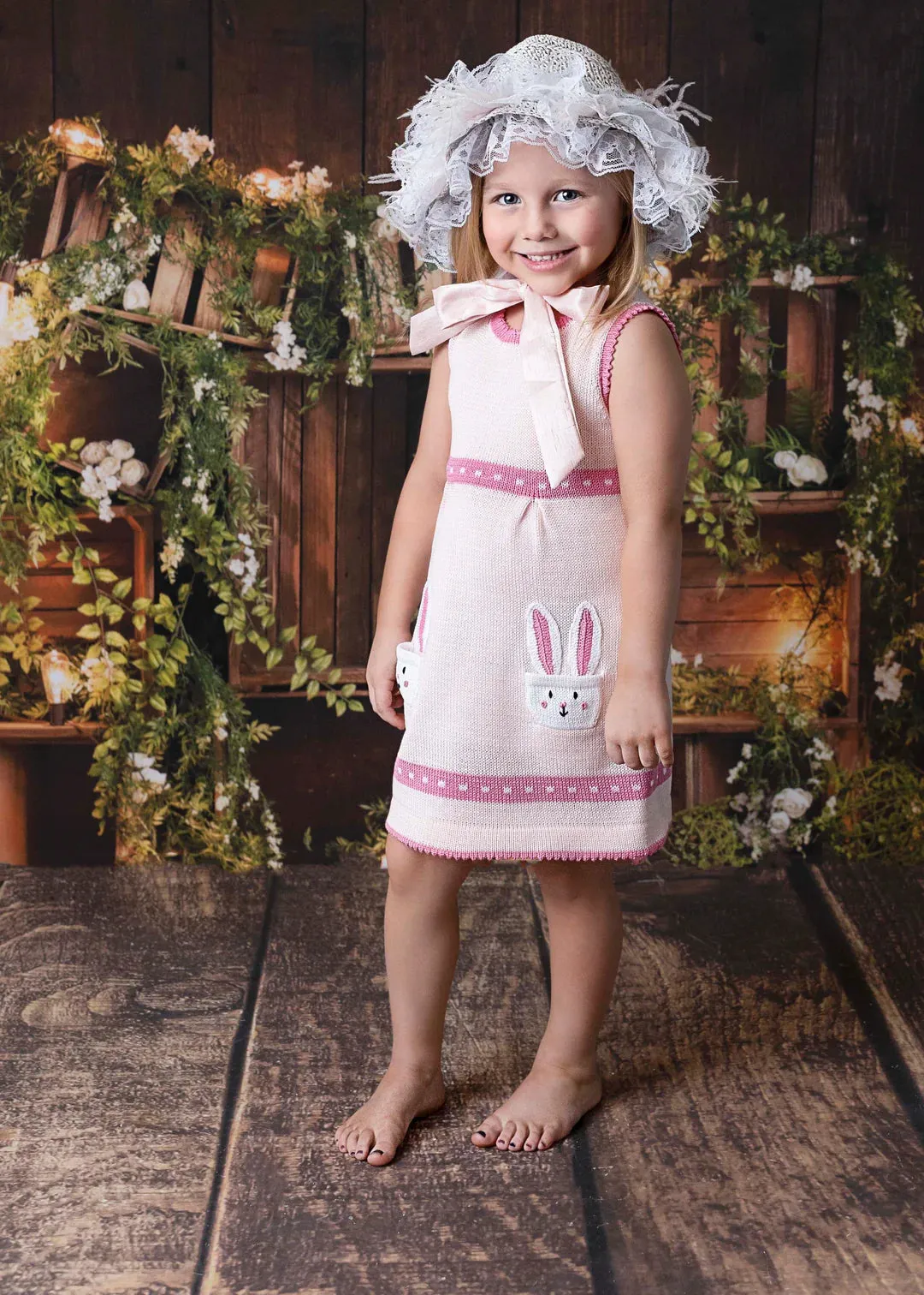 KNIT BUNNY DRESS WITH POCKETS