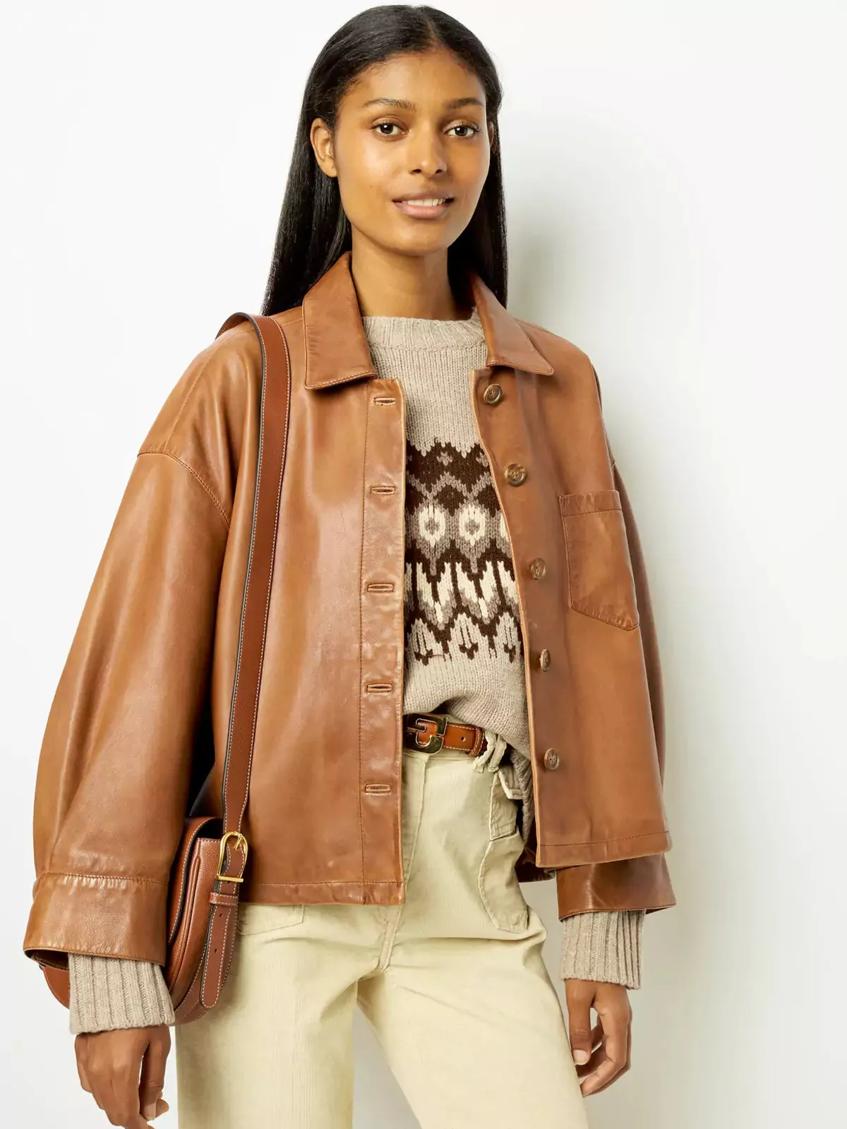 Krista™ | Elegant and Oversized Leather Jacket