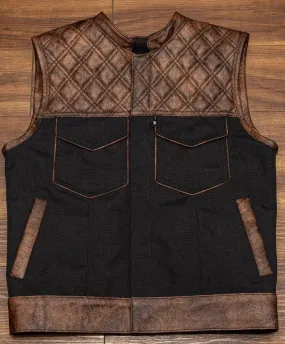 Leather Vest Diamond Quilted Distress Brown Classic Vest Denim Vest Leather Men Vest Biker vest Motorcycle Vest Men Waistcoat