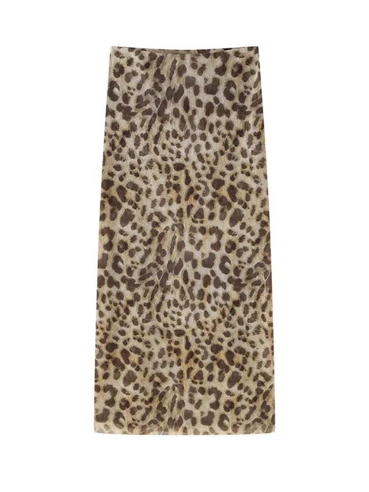 Leopard Print Wrapped Suit Backless Sleeveless Tops Skirts