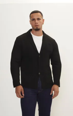 Lightweight Waffled Knit Blazer - Black