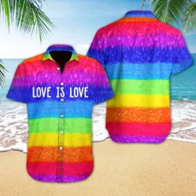 Love is love LGBT Aloha Hawaiian Shirts For Summer, Pride Colorful Rainbow LGBT Hawaiian Shirts, Gift For Couple Gaymer And Lesbian