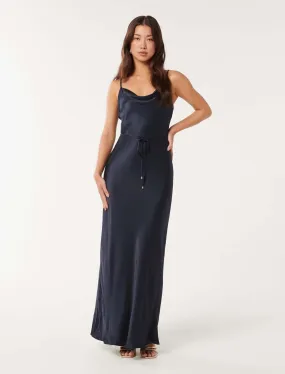 Lucy Satin Cowl Maxi Dress