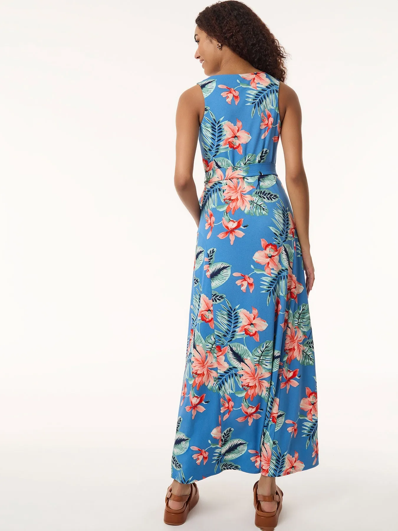 Maxi Tank Dress, Printed Moss Crepe