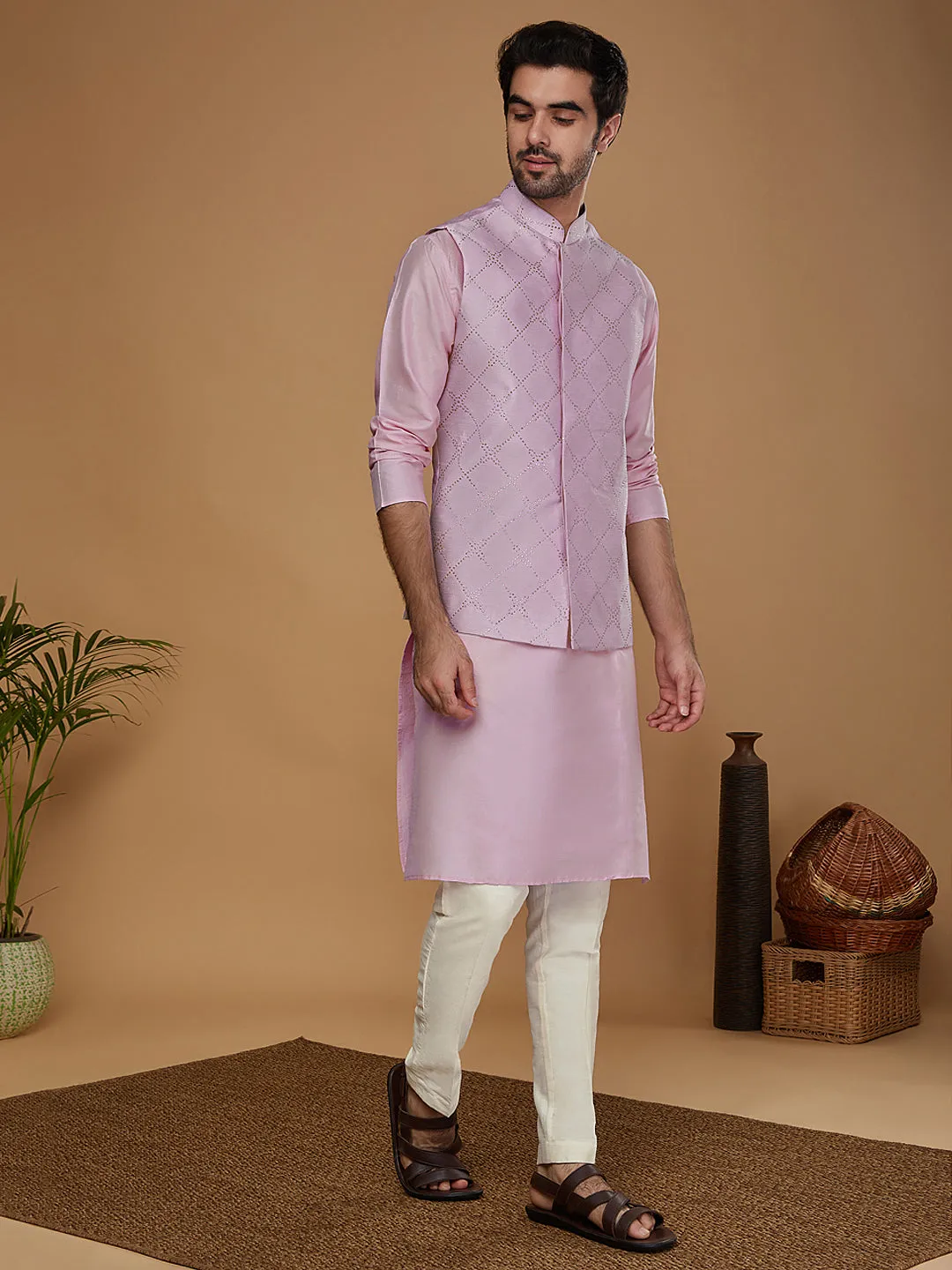 Men Lavender Only Nehru Jacket