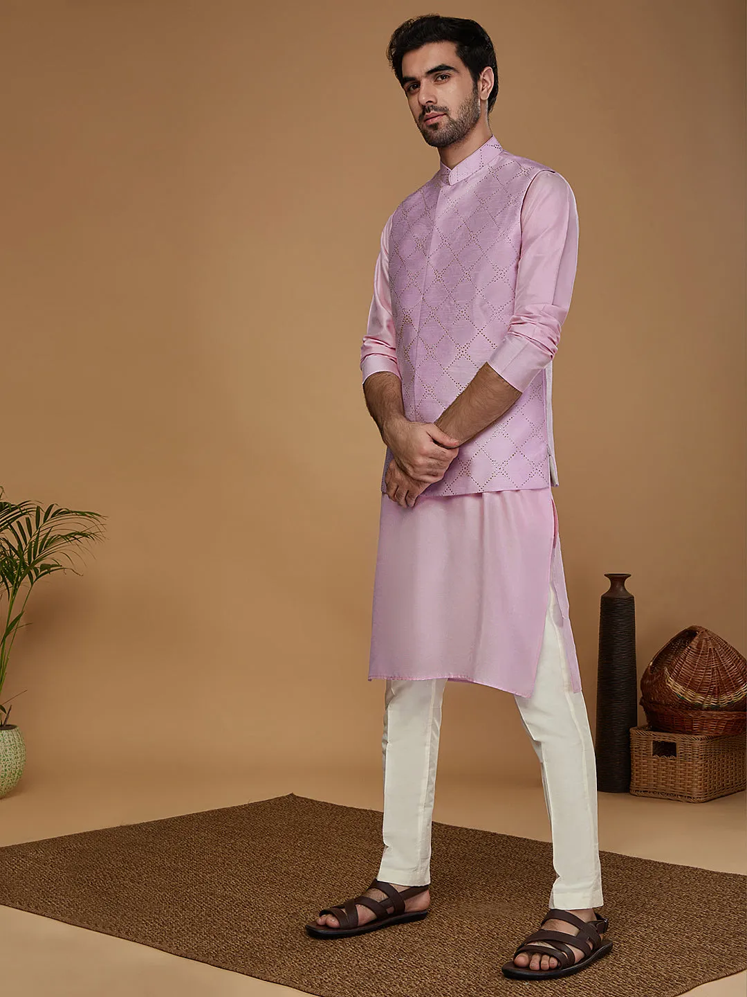 Men Lavender Only Nehru Jacket