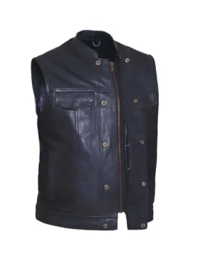 Men's Black Club Style Leather Vest