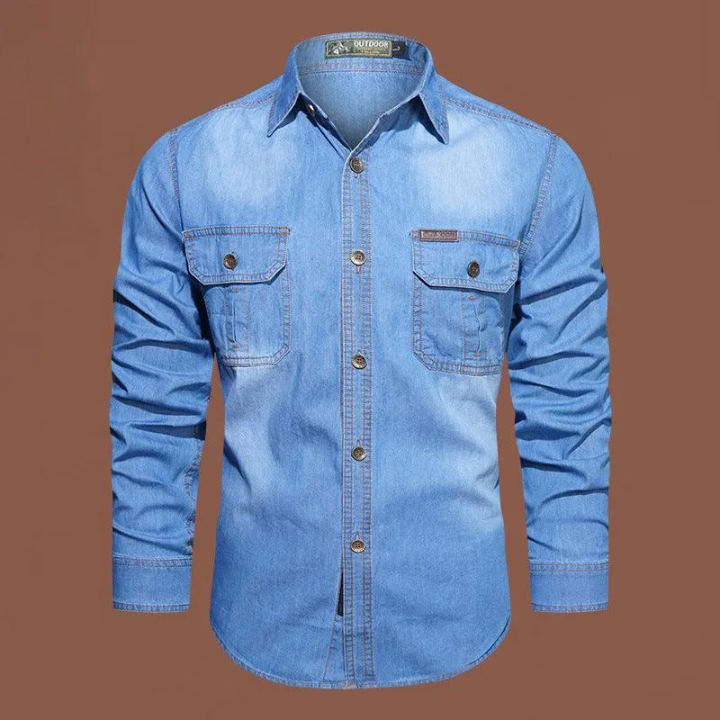 Men's Casual Cotton Washed Jacket Cotton Bamboo Shirt