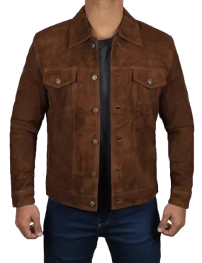 Men's Logan Cowboy Style Brown Suede Leather Jacket