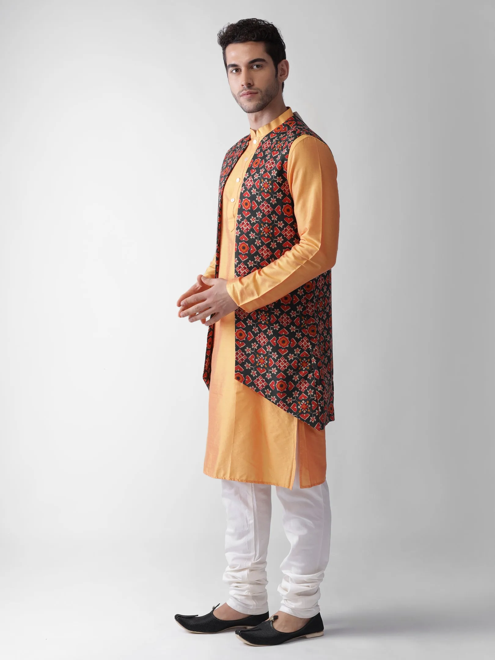 Men's Multi Kurta Jacket Churidar Set