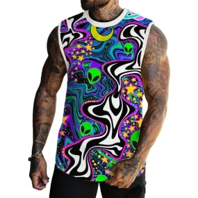 Men's Multicolor Alien Printed Casual Tank Top 40113668L