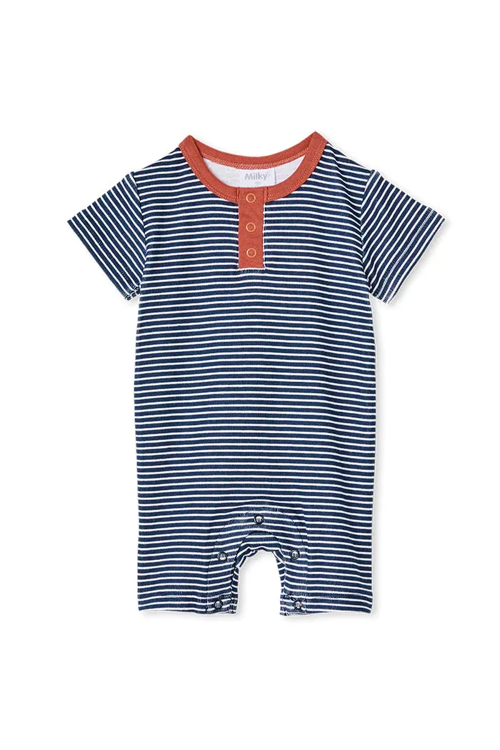 MILKY Navy Mini Stripe Romper