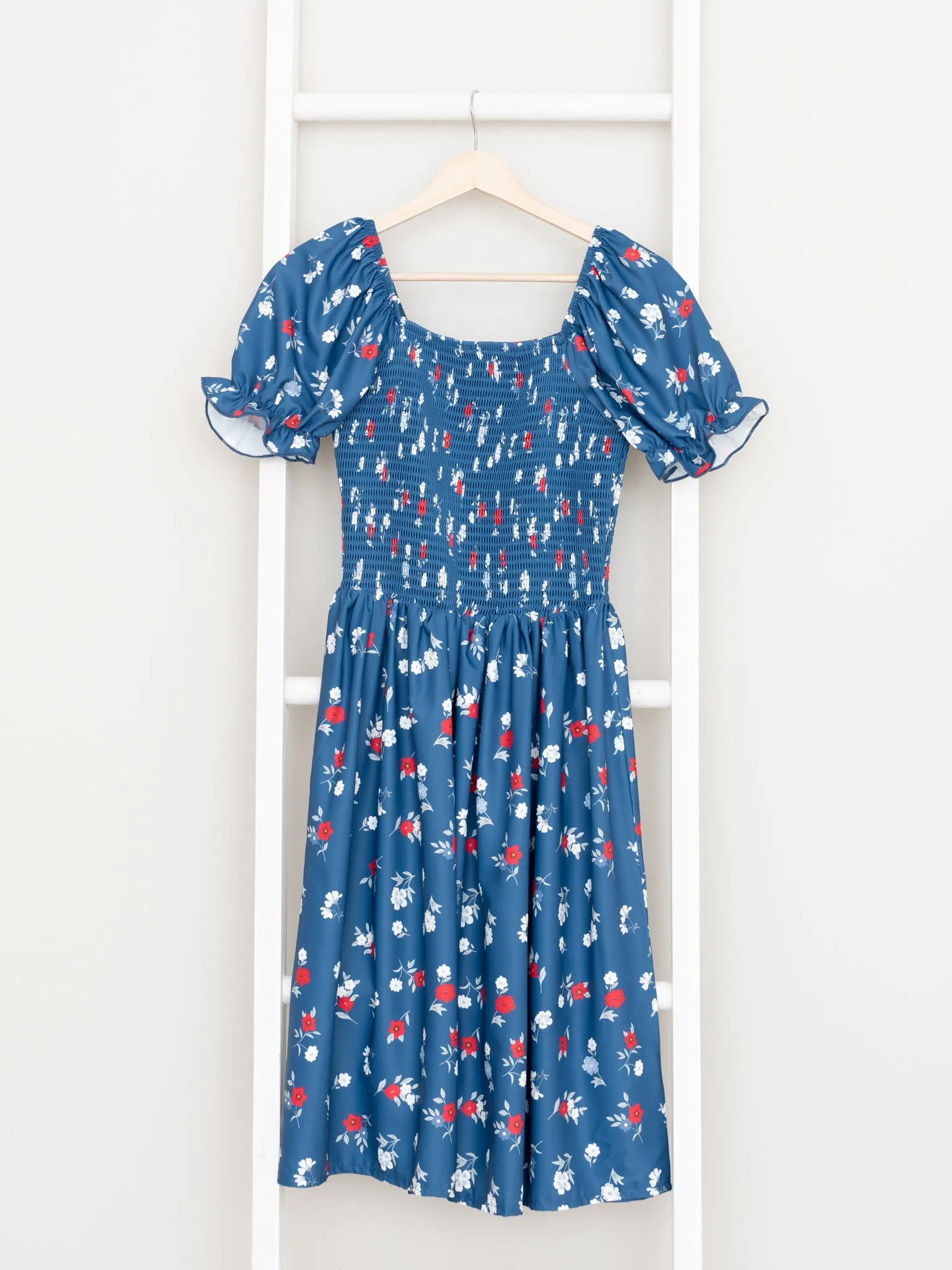 Mom & Me Smocked Navy Floral Dress