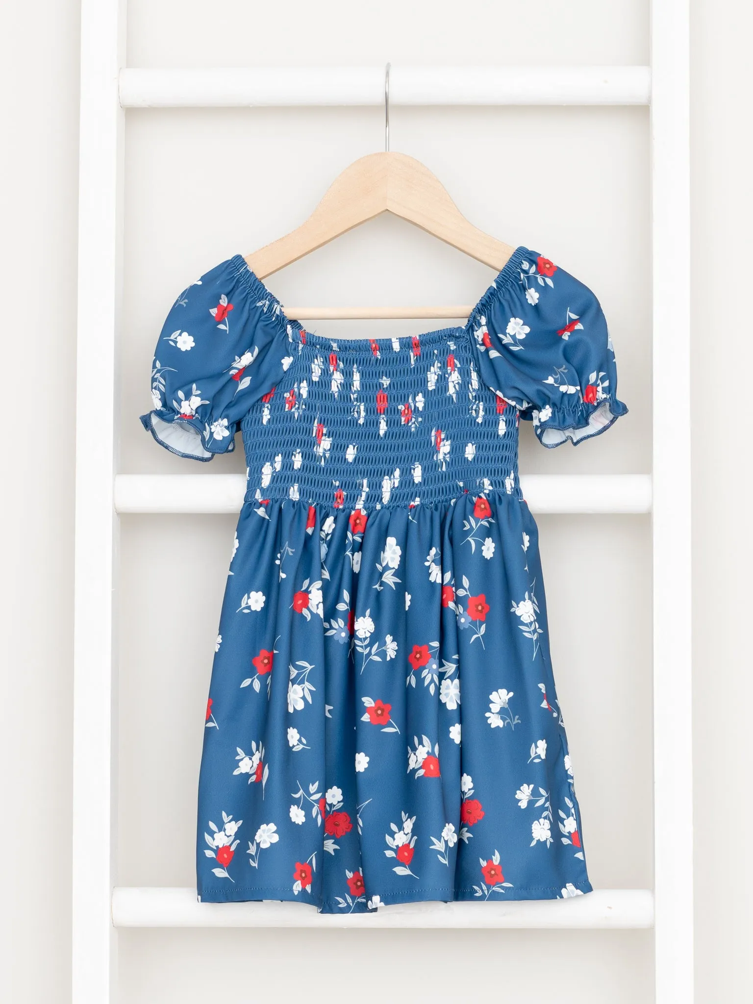 Mom & Me Smocked Navy Floral Dress