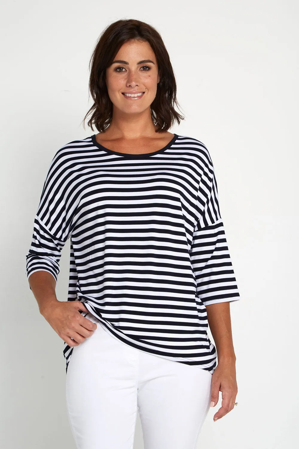 Montmartre Bamboo Top - Navy White Stripe