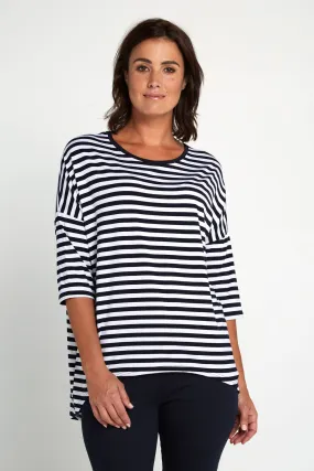 Montmartre Bamboo Top - Navy White Stripe