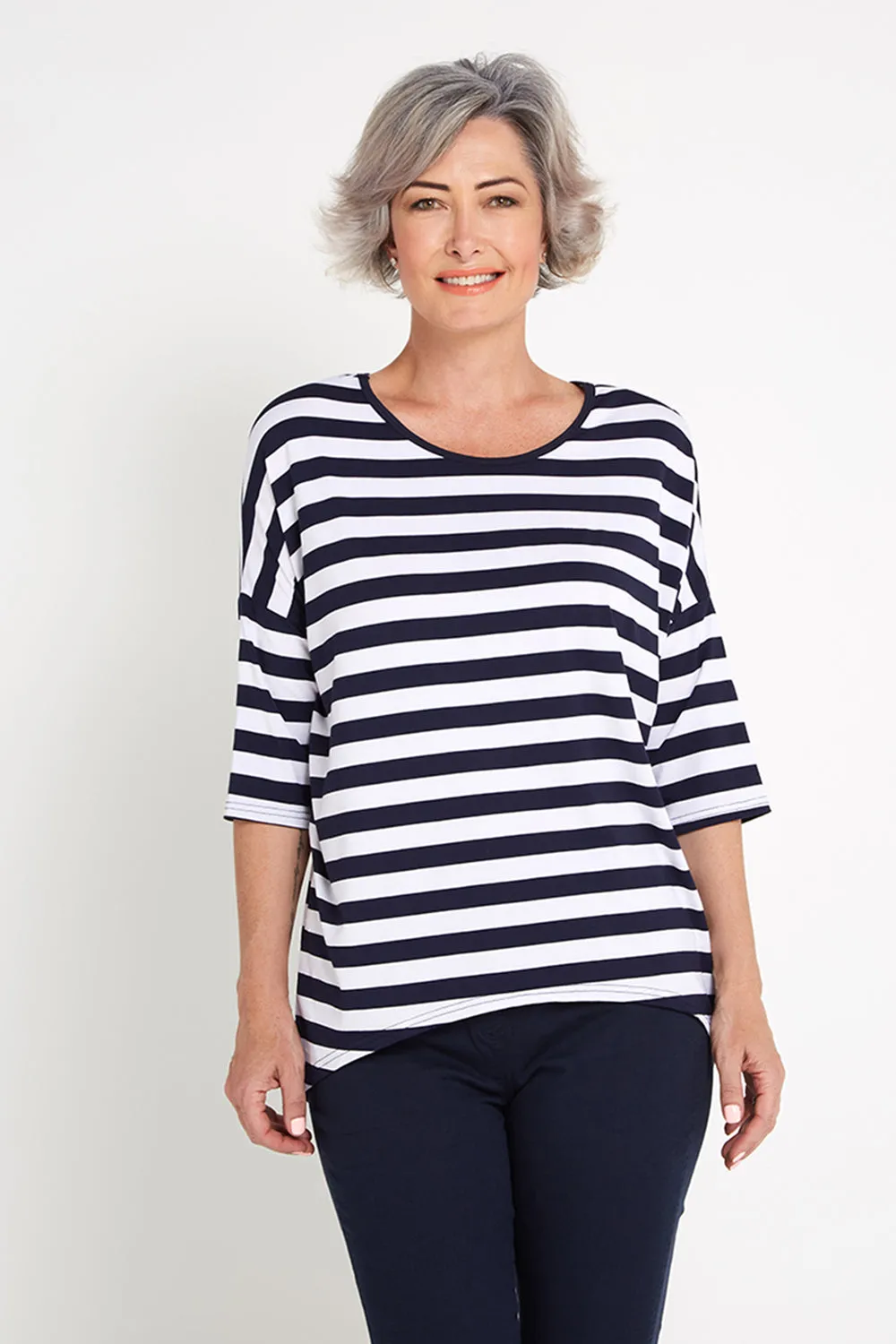 Montmartre Bamboo Top - Navy/White