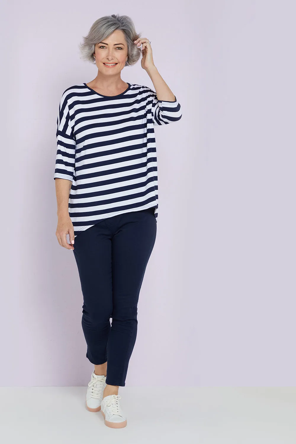 Montmartre Bamboo Top - Navy/White