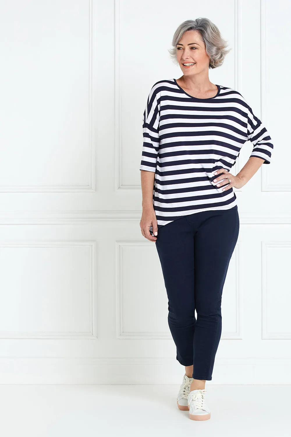 Montmartre Bamboo Top - Navy/White