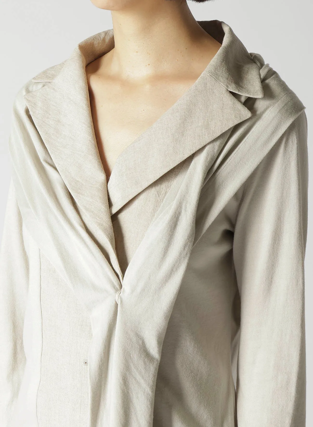 NATURAL WASHED LINEN COMBINATION SINGLE JACKET