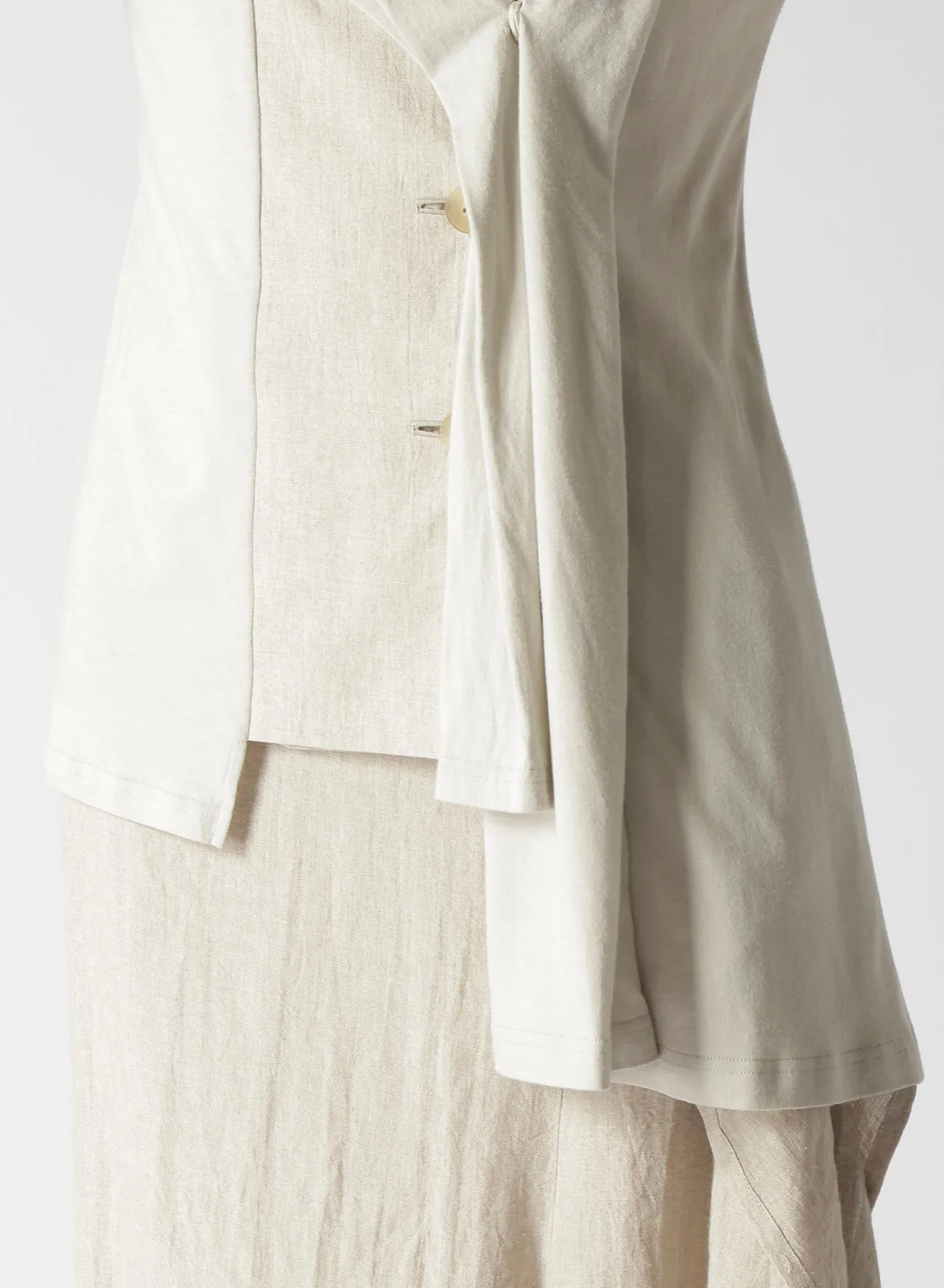 NATURAL WASHED LINEN COMBINATION SINGLE JACKET