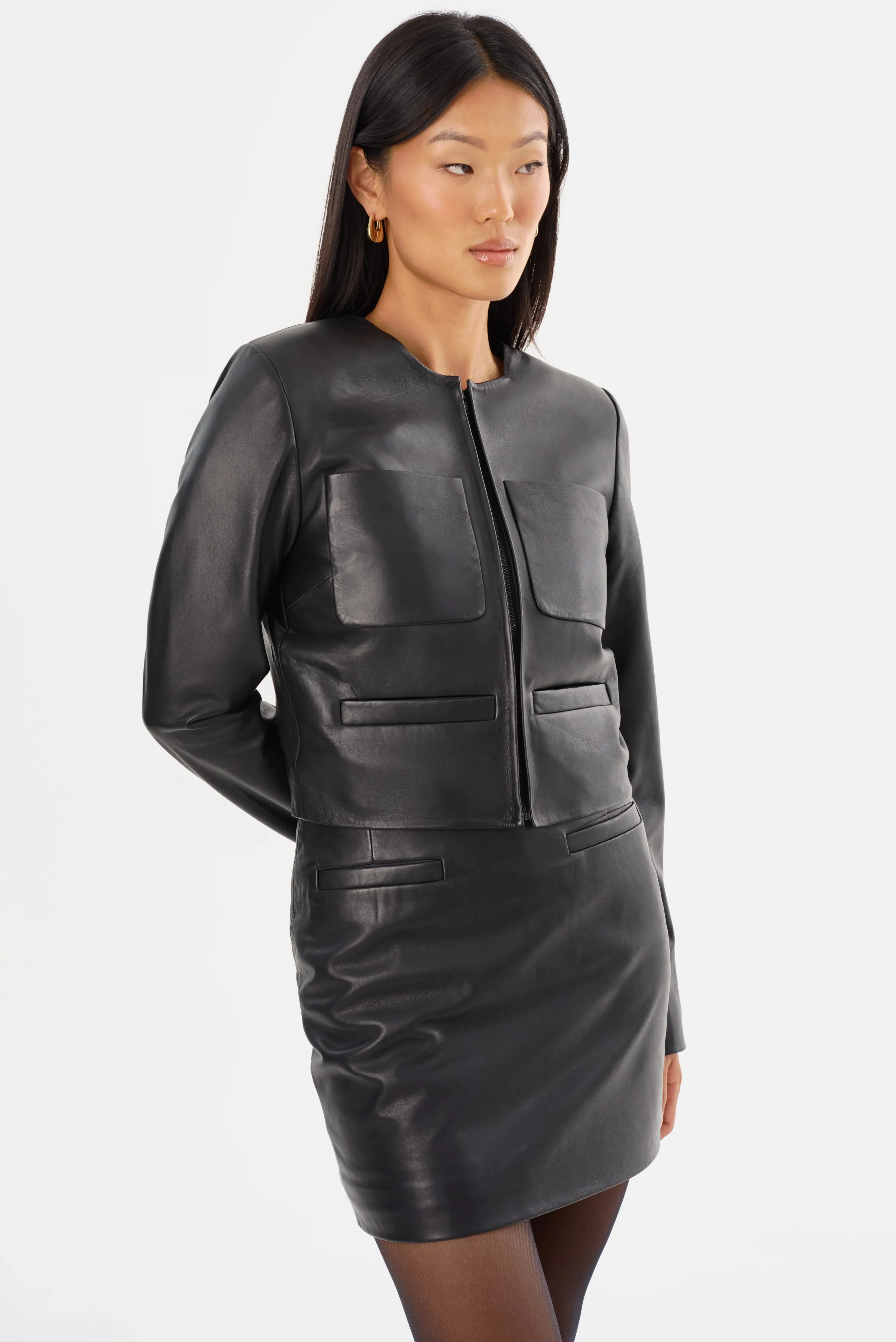 NEW!! Linette Leather Jacket in Black by LaMarque