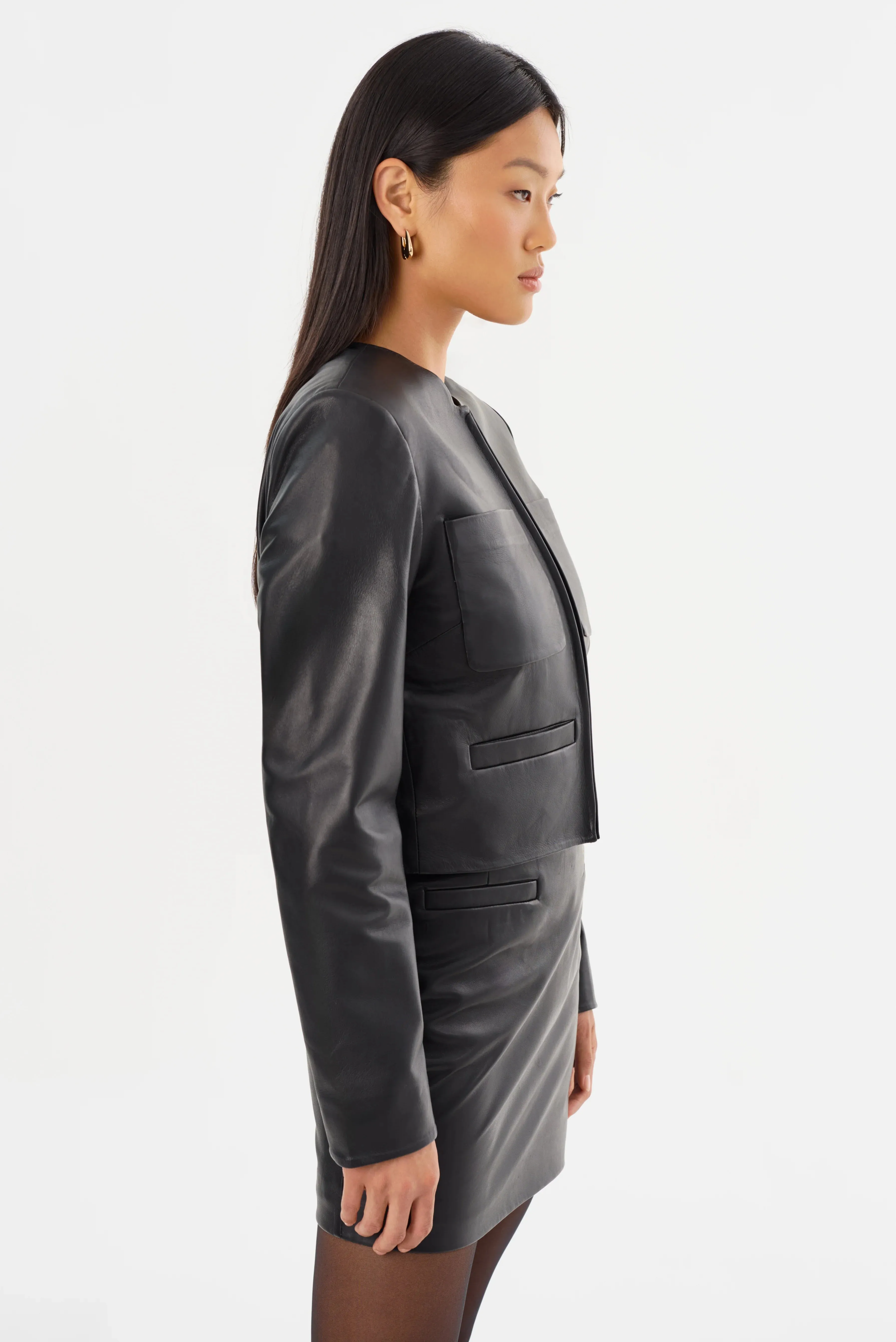 NEW!! Linette Leather Jacket in Black by LaMarque