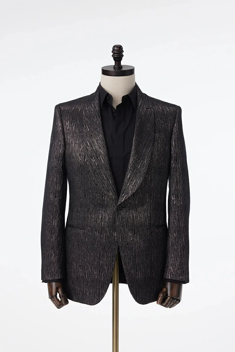 Noir Striation Single-Breasted Dinner Jacket