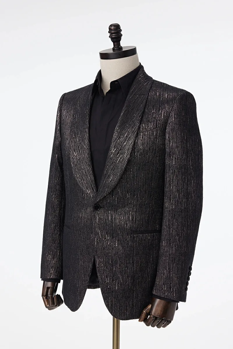 Noir Striation Single-Breasted Dinner Jacket