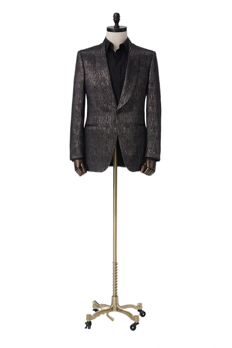 Noir Striation Single-Breasted Dinner Jacket