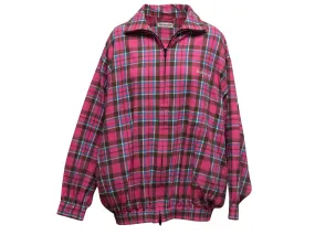 Pink & Multicolor Balenciaga Plaid Cotton Zip Jacket Size EU 34