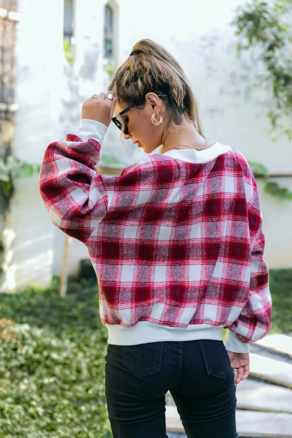 Plaid Button Down Jacket with Pockets