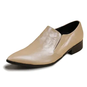 Pointed Low Top Slip on 3cm Heel Men Oxfords