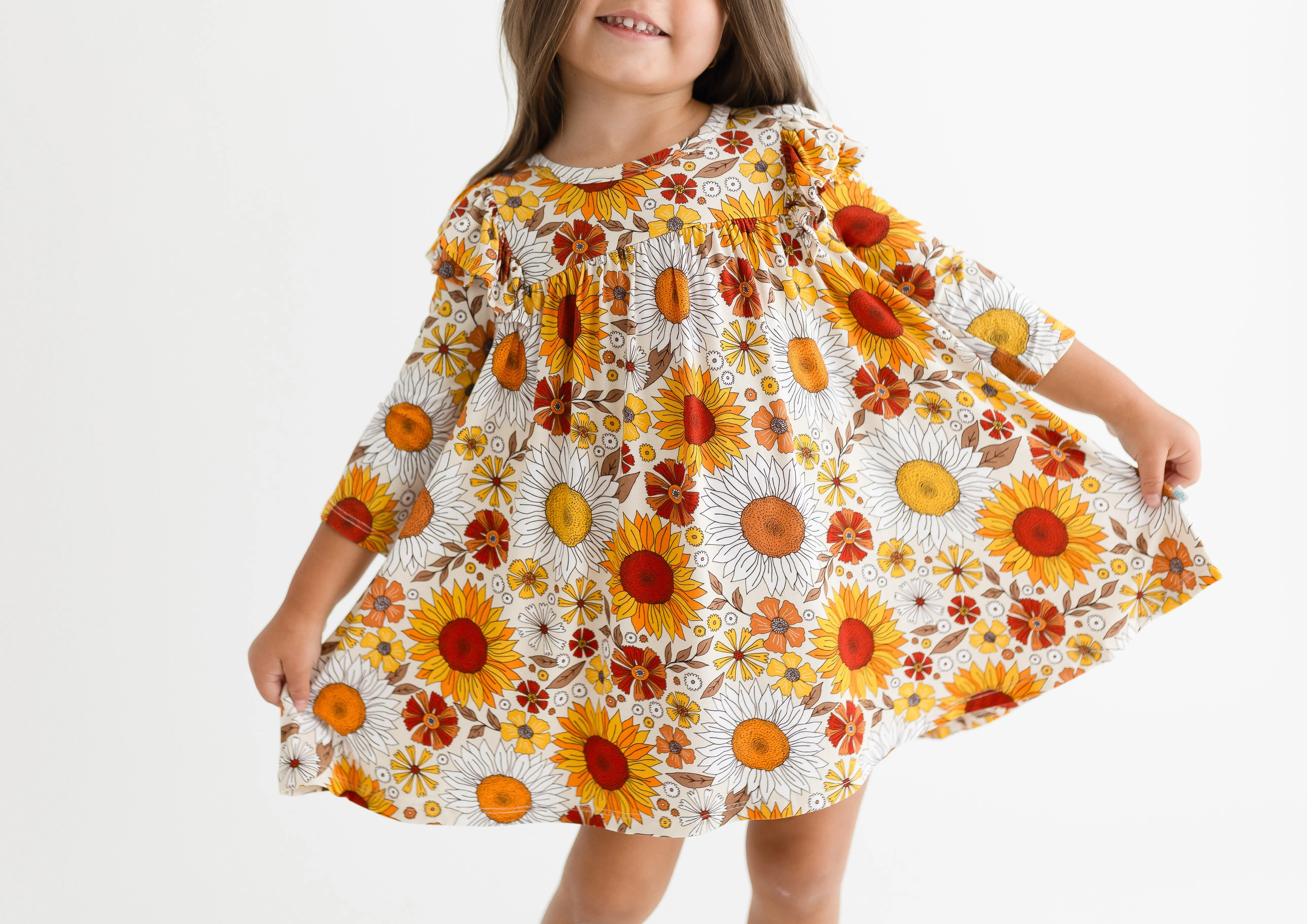 Posh Peanut Goldie 3/4 Sleeve Flutter Dress