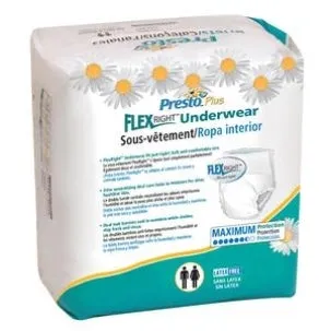 Presto Supreme Protective Underwear with FlexRight, XL, White, Package of 14