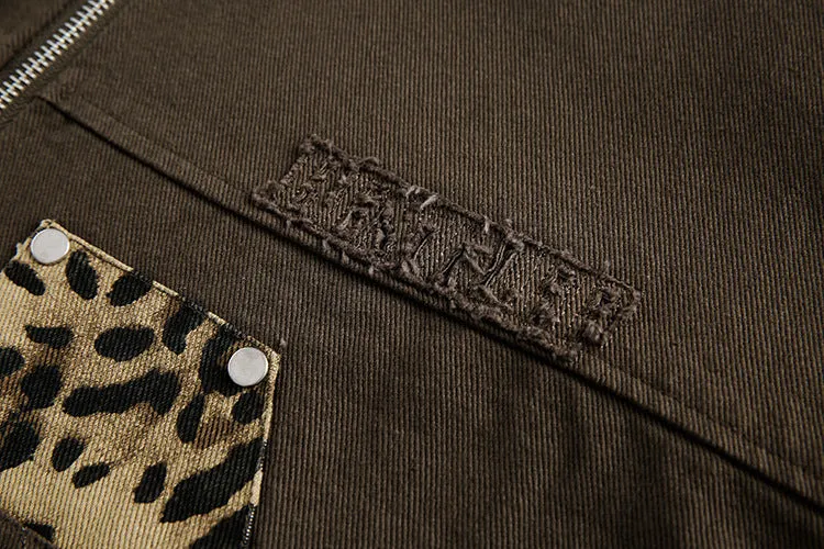 Rogue Safari | Oversized Leopard Print Denim Jacket